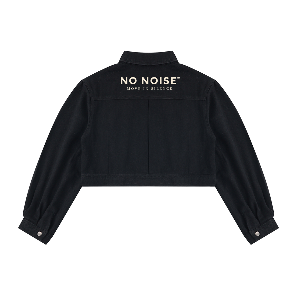 NO NOISE™ Crop Denim Jacket — Black