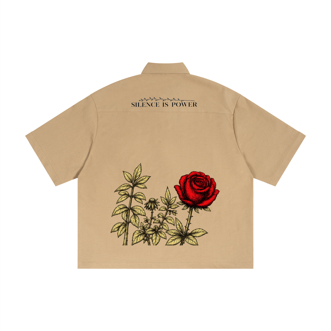 NO NOISE™ 001 BOTANICAL CAMP SHIRT — KHAKI