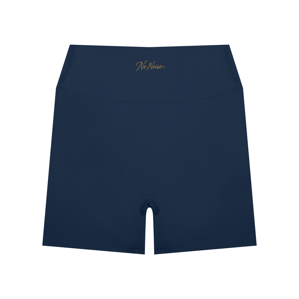 NO NOISE™ Navy blue high-waist biker shorts, front