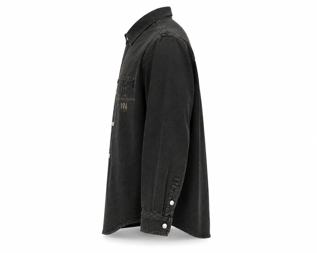 NO NOISE™ THE SILENT CODE DENIM OVERSHIRT — WASHED BLACK