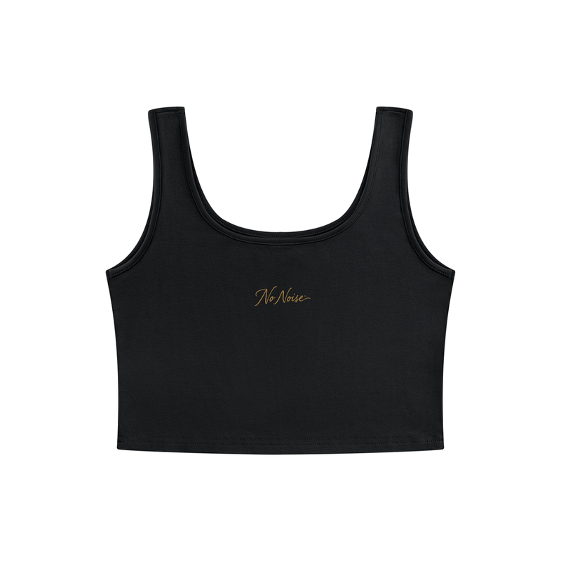 NO NOISE™ HER Cutout Crop Top in black, third view.