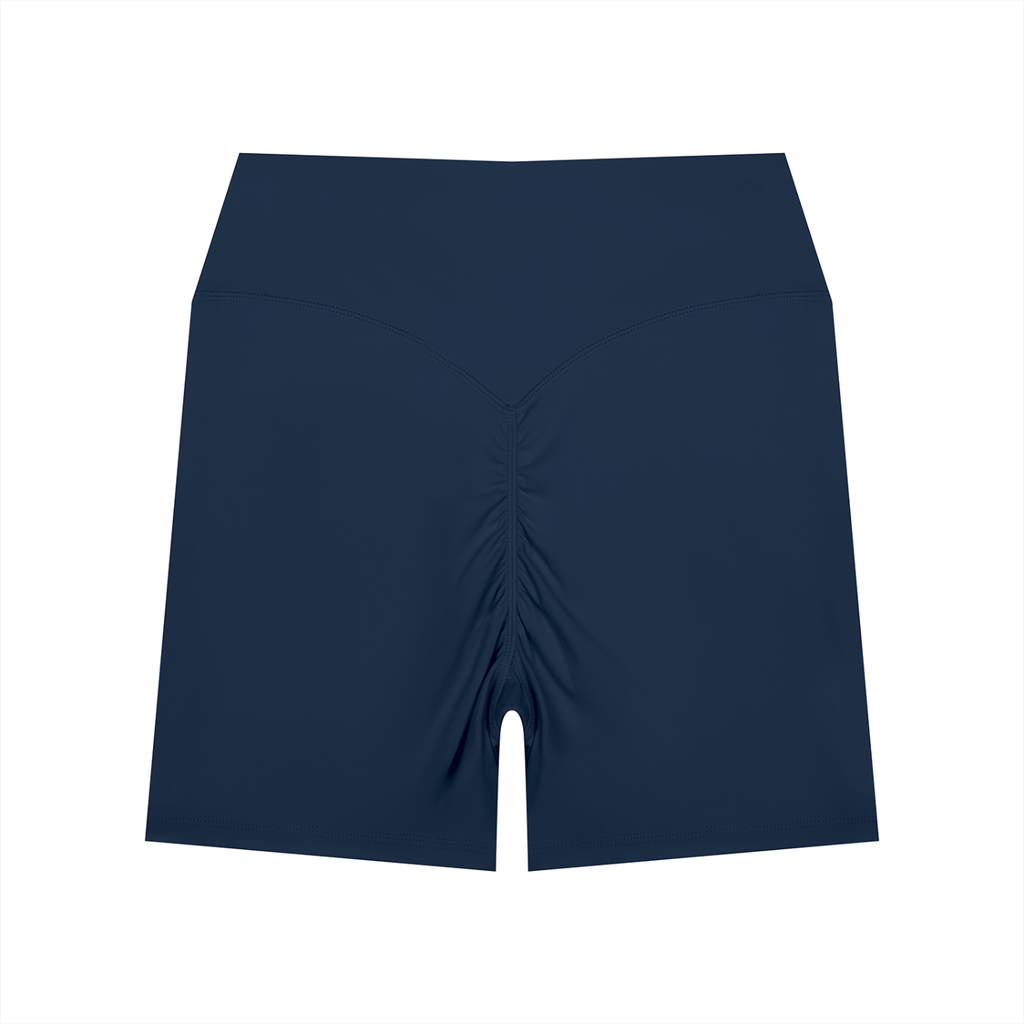 NO NOISE™ Navy blue high-waist biker shorts, back