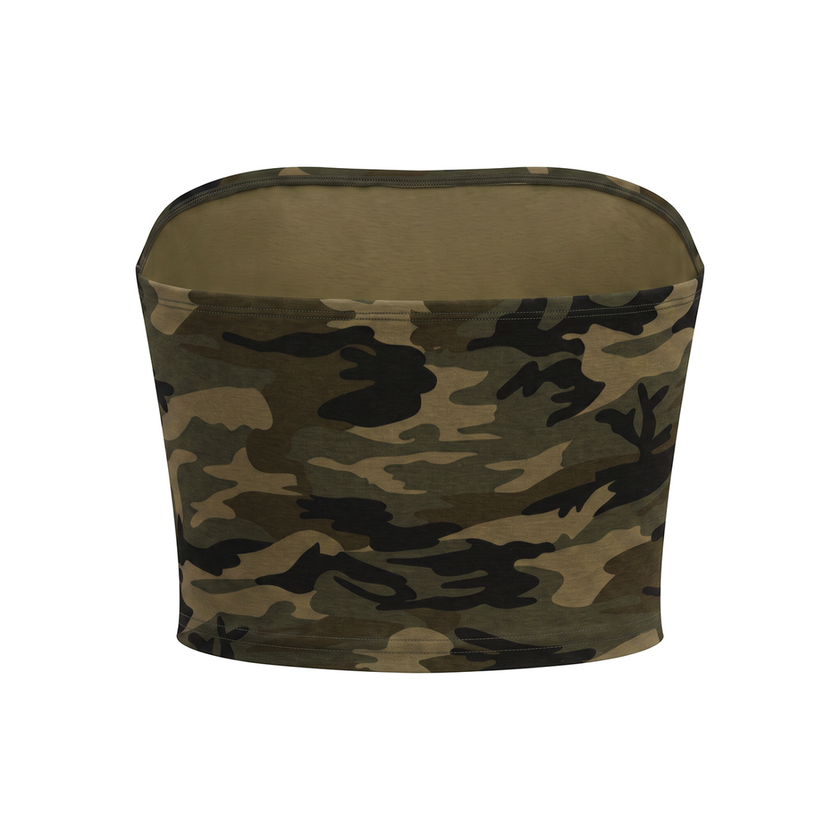 NO NOISE Women’s Camo Cropped Tube Top, back shaped product view.