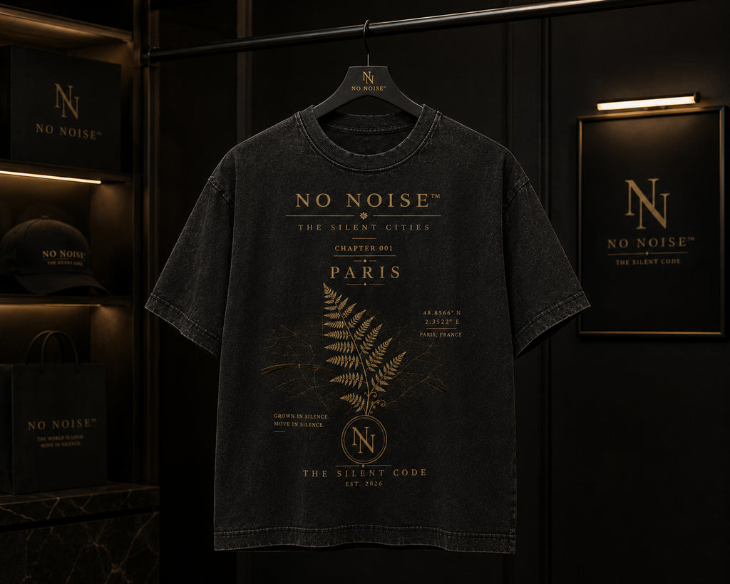 NO NOISE™ HEAVYWEIGHT VINTAGE WASH FRAYED TEE — BLACK