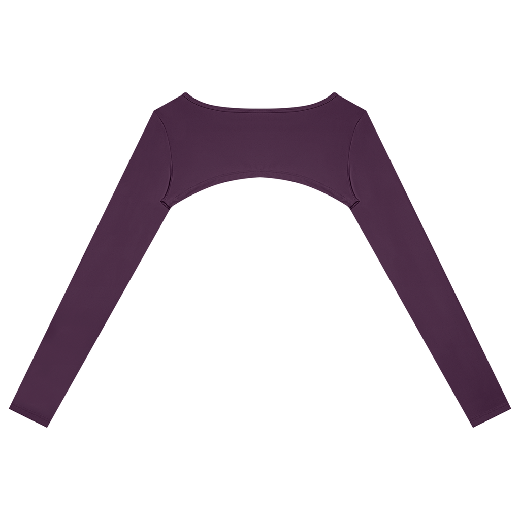 NO NOISE™ Plum purple cutout long-sleeve shrug, back