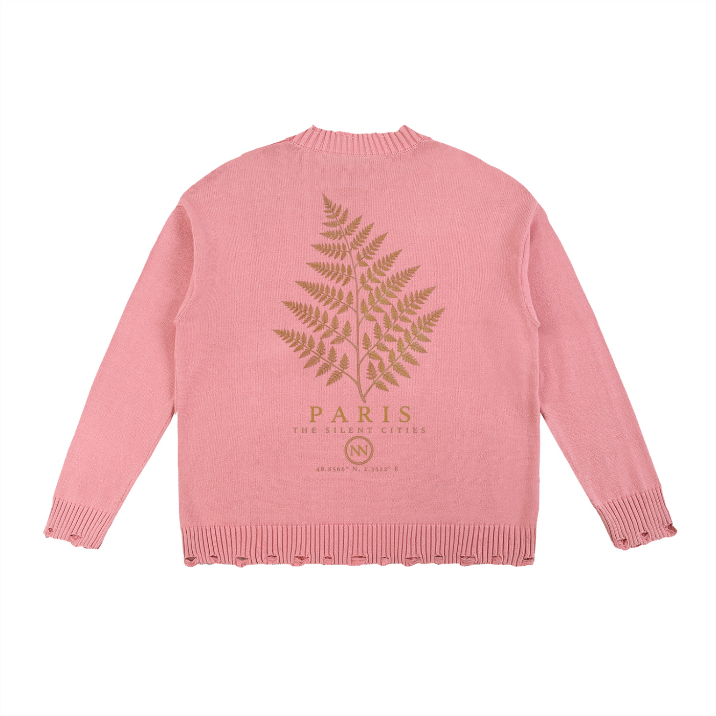The Botanical Knit - Vintage Washed Hand-Frayed Sweater — PINK — View 4