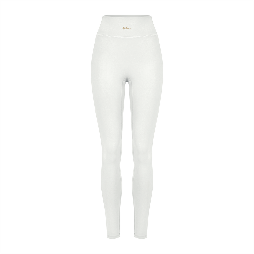 NO NOISE Poise High-Rise Leggings — Chalk, white, front shaped product view.