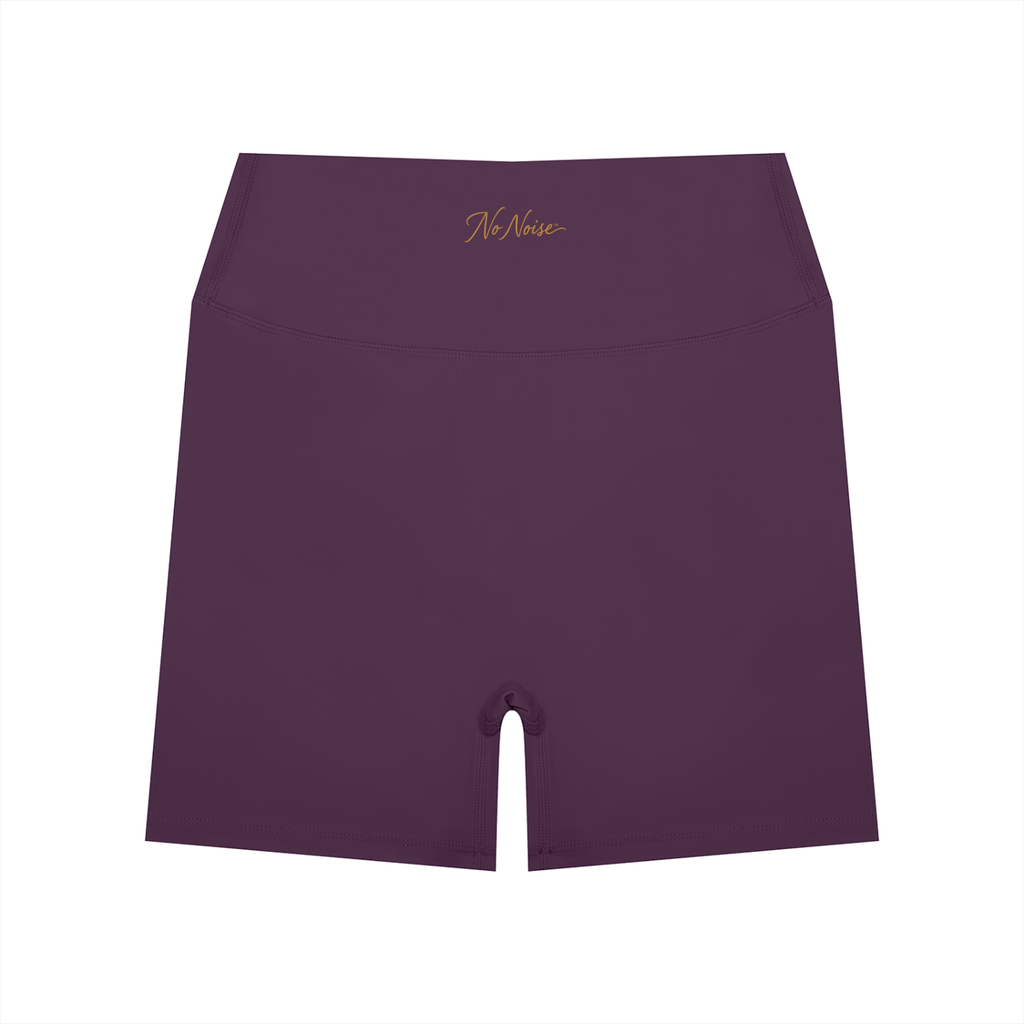 NO NOISE™ Plum purple high-waist biker shorts, front