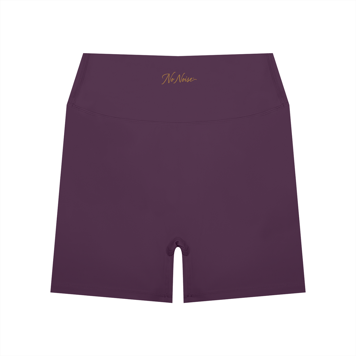 NO NOISE™ Plum purple high-waist biker shorts, front