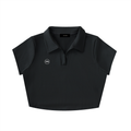 NO NOISE™ SILENT CODE CROPPED POLO — front view