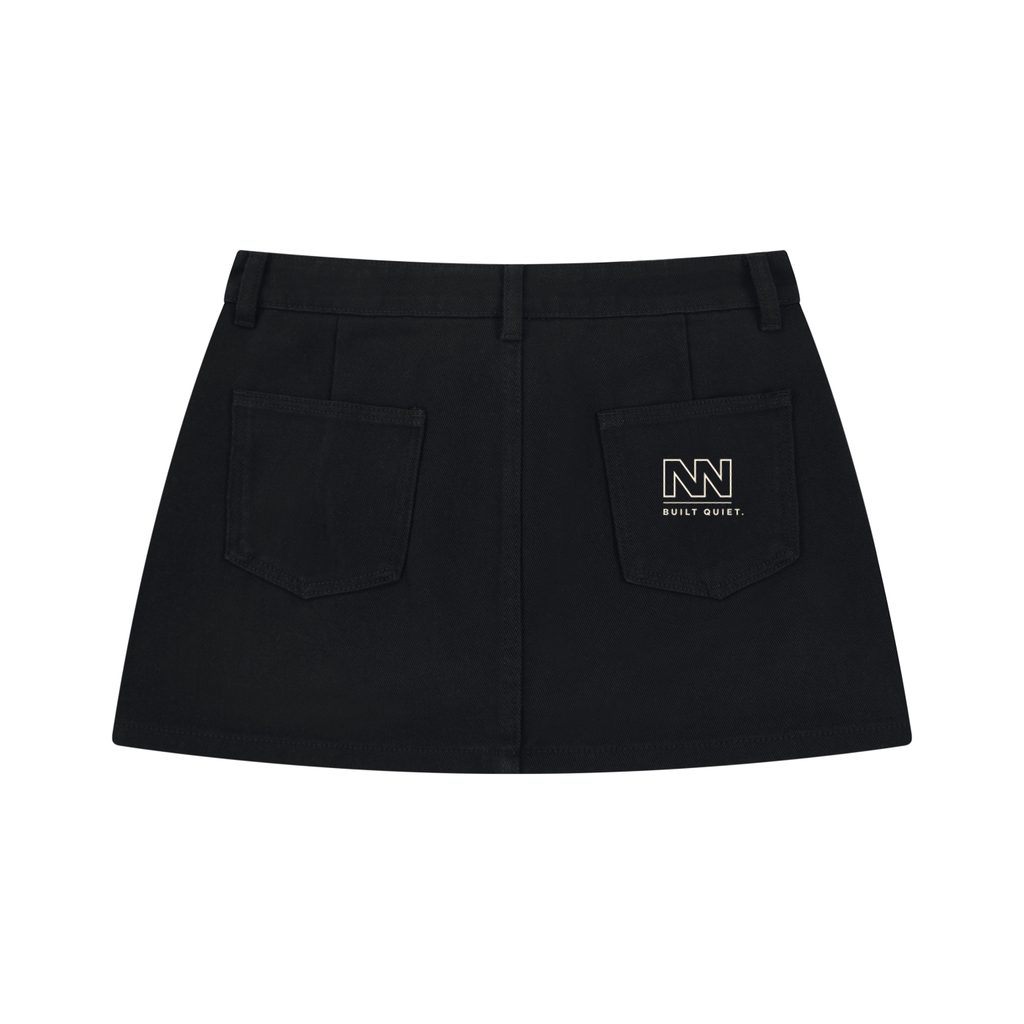 NO NOISE™ HER — Rivet Denim Mini Skirt — Black