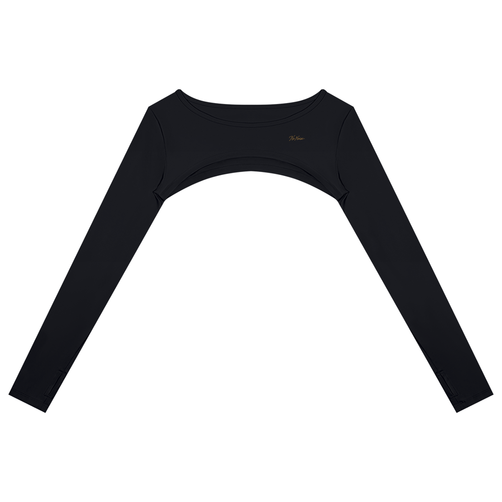 NO NOISE™ Black cutout long-sleeve shrug, front