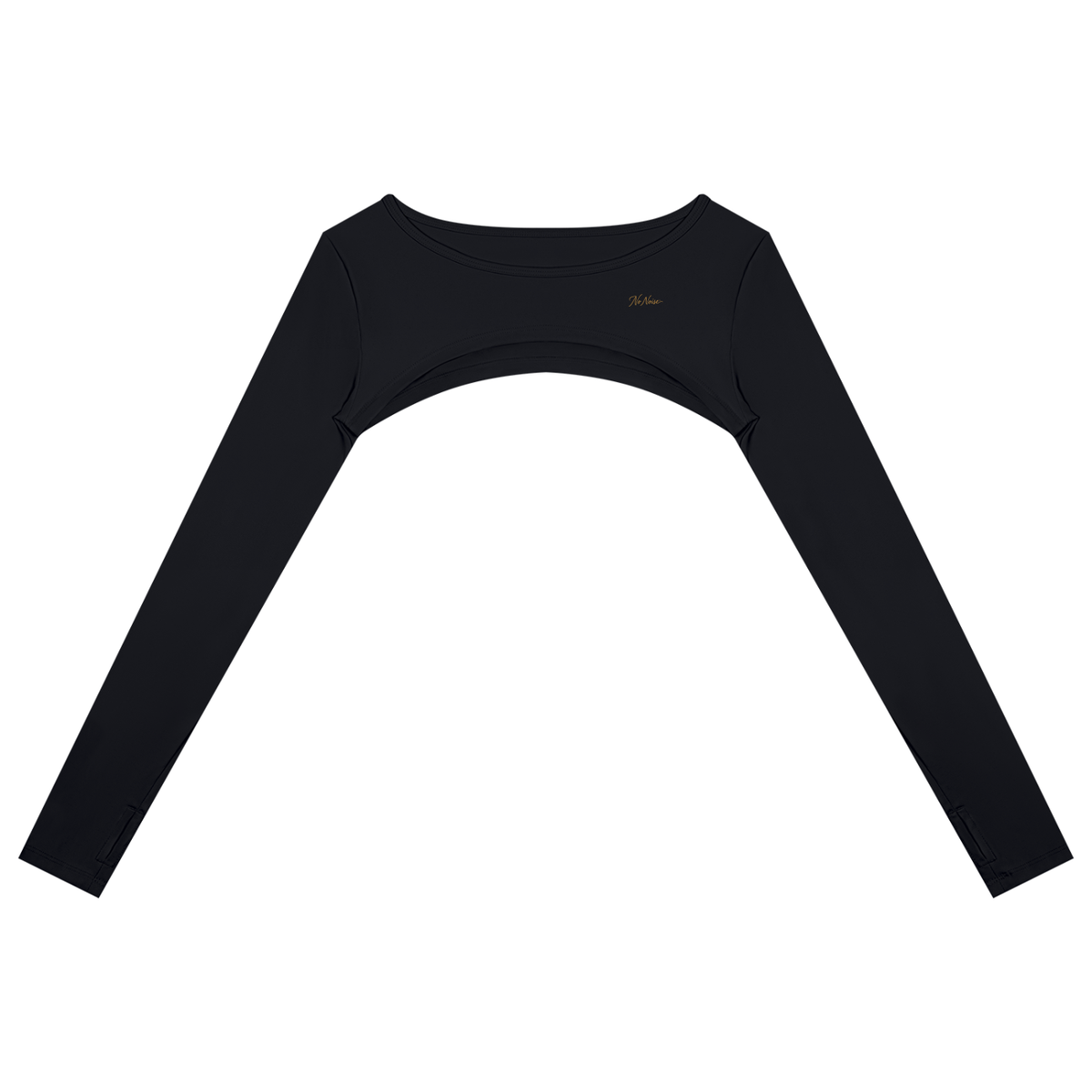NO NOISE™ Black cutout long-sleeve shrug, front