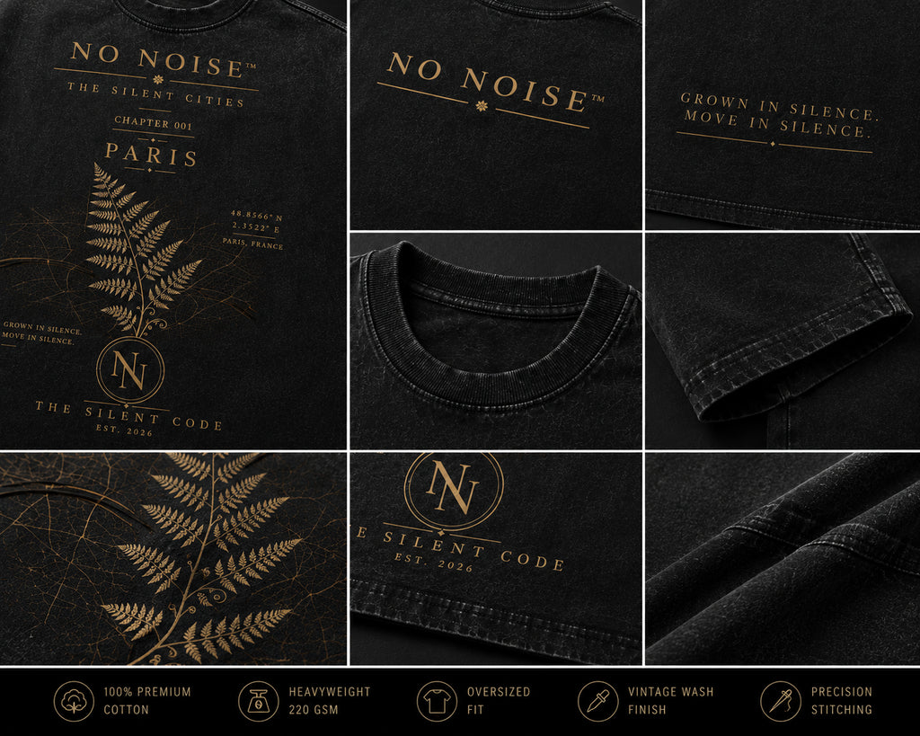 NO NOISE™ HEAVYWEIGHT VINTAGE WASH FRAYED TEE — BLACK