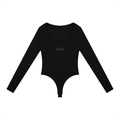 NO NOISE™ Foundation Bodysuit — Obsidian in obsidian black — ribbed stretch cotton-blend, fitted fit — front view