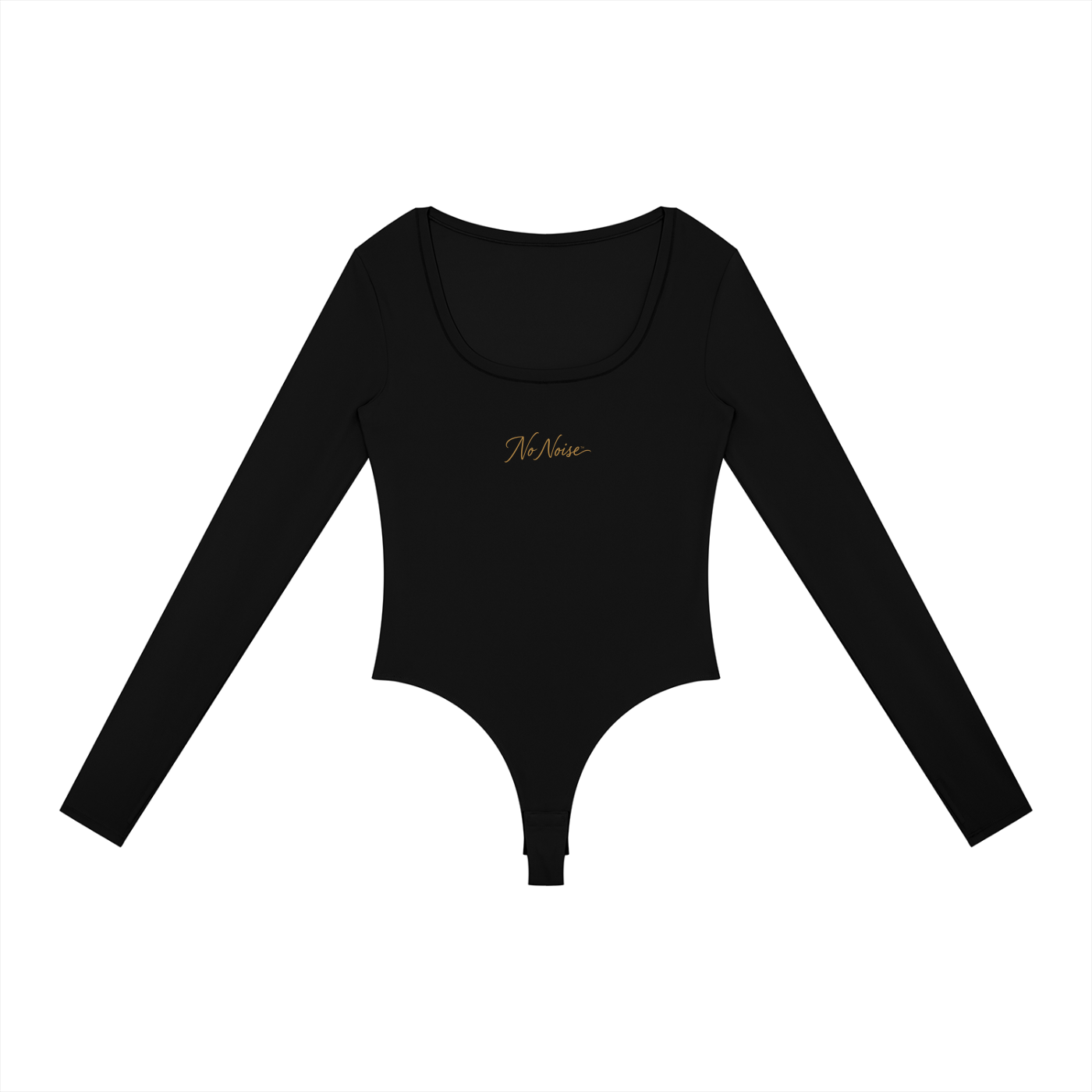NO NOISE™ Foundation Bodysuit — Obsidian in obsidian black — ribbed stretch cotton-blend, fitted fit — front view