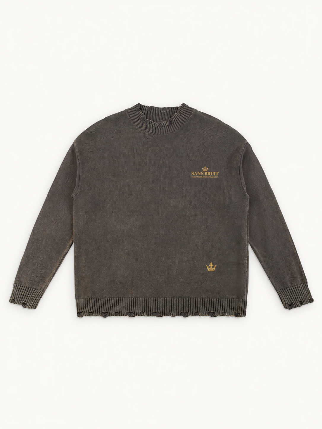 Silent Standard Frayed Knit Sweater — Washed Gray