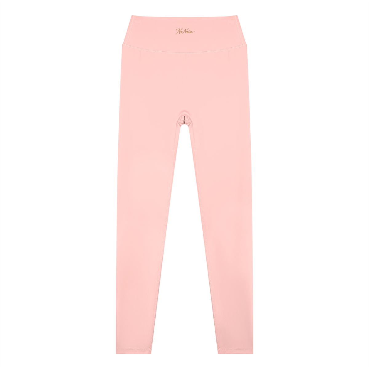 NO NOISE Poise High-Rise Leggings — Petal, pink, front flat view showing high waistband and ankle-length legs.