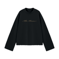 NO NOISE Signature Crew Mock Neck in Midnight black, front view with gold script across the chest.