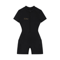 NO NOISE™ Motion Quarter-Zip Short Sleeve in black — performance stretch knit, athletic fit — front view