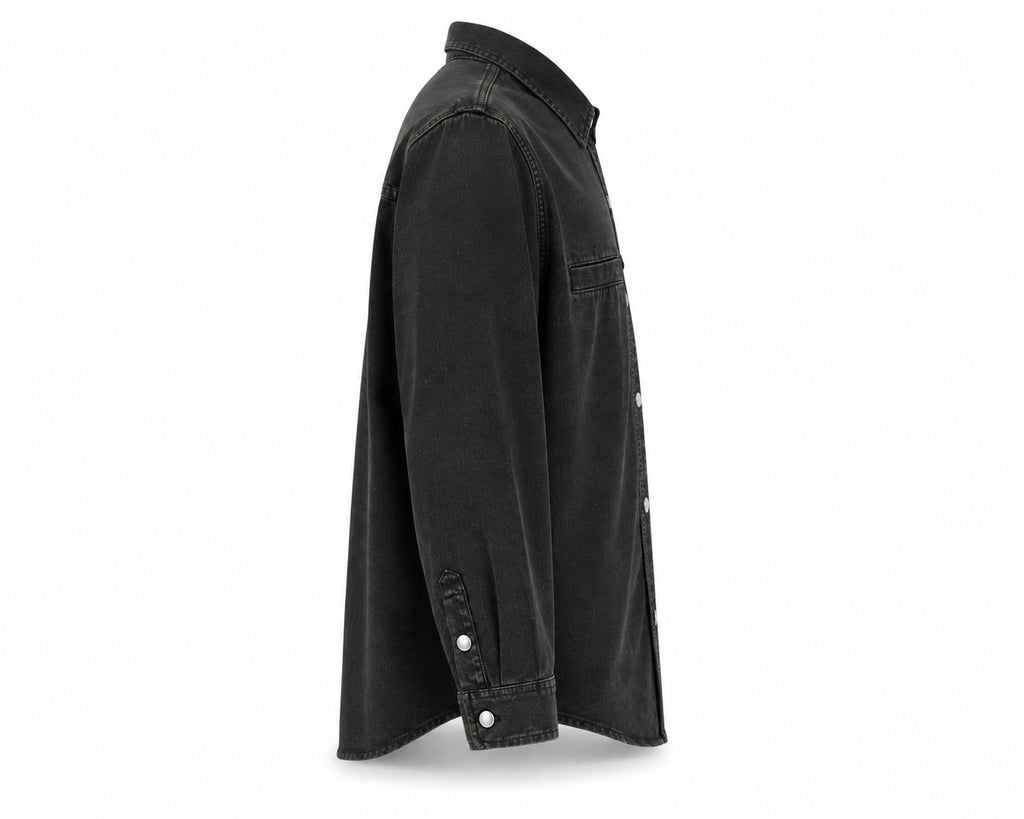 NO NOISE™ THE SILENT CODE DENIM OVERSHIRT — WASHED BLACK