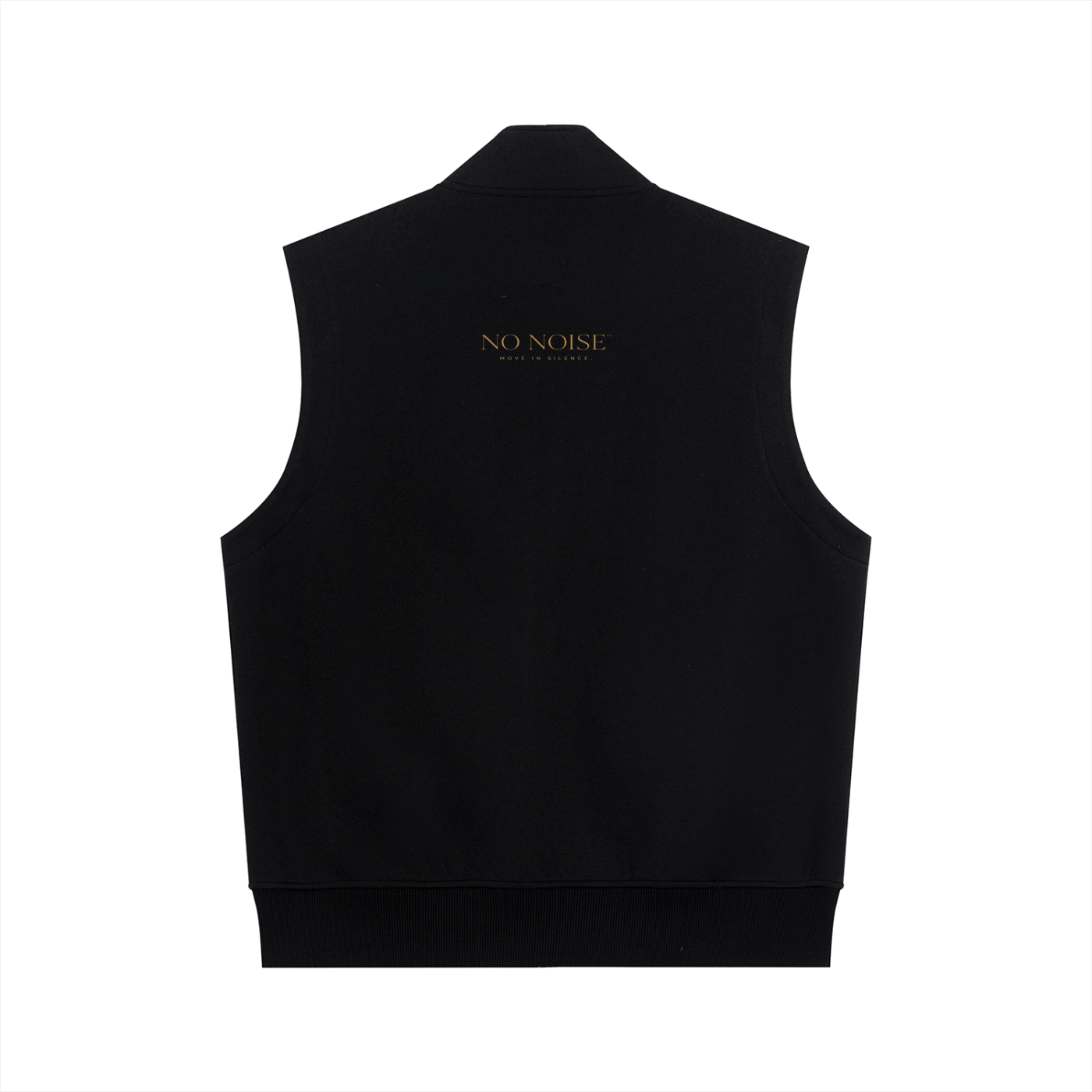 NO NOISE™ Essential Vest in charcoal — midweight cotton-blend, relaxed fit — back view