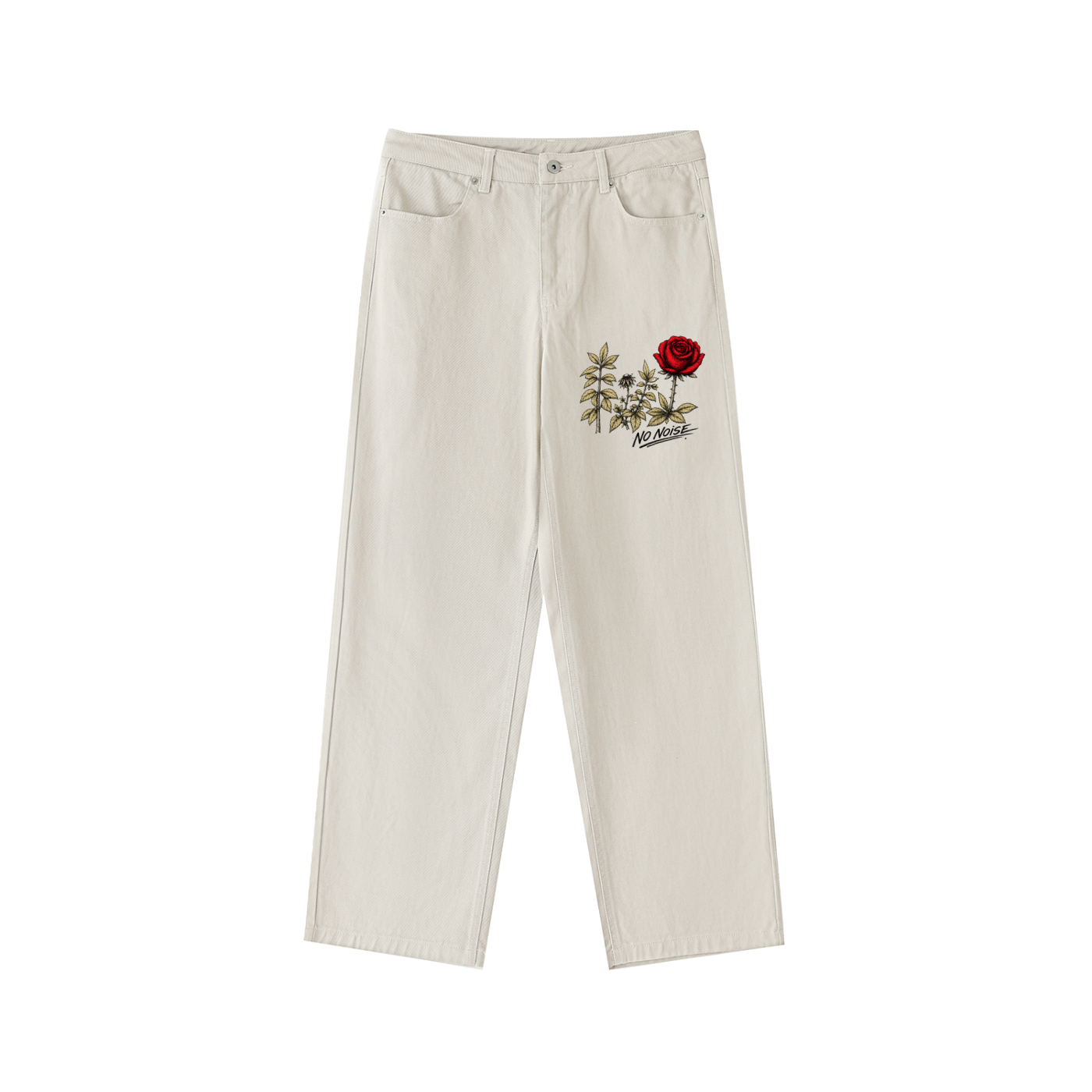 NO NOISE™ 001 Garden Pant pale khaki — front view, straight-leg heavyweight cotton