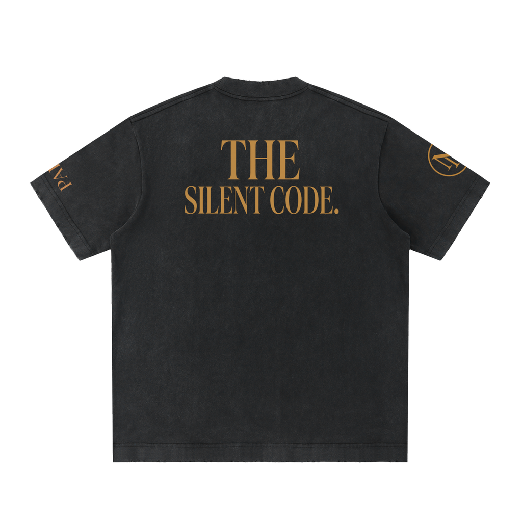 NO NOISE The Silent Code Tee — Washed Black — View 4