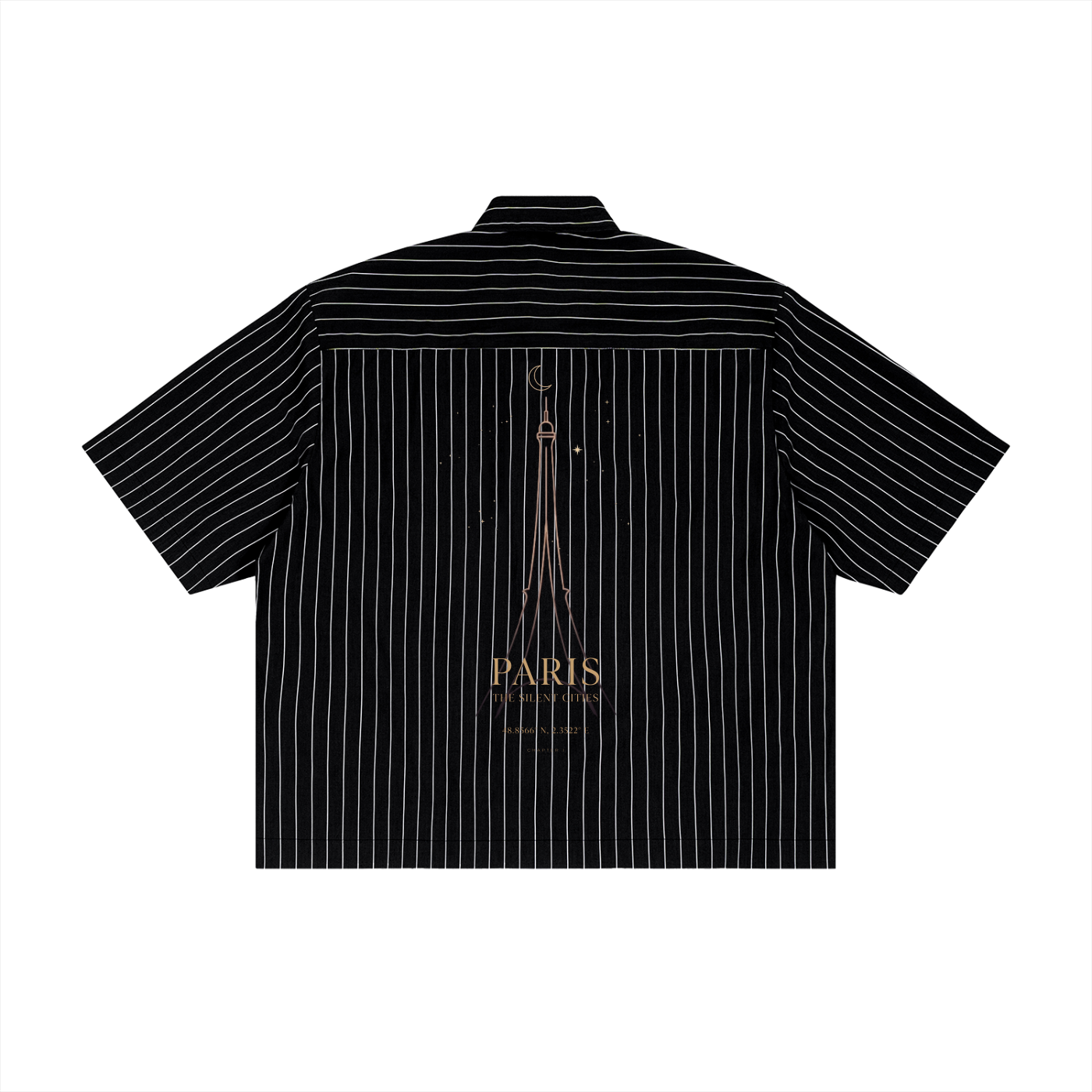 NO NOISE™ CHAPTER 001 PARIS STRIPE CODE BOXY SHIRT — BLACK — View 2