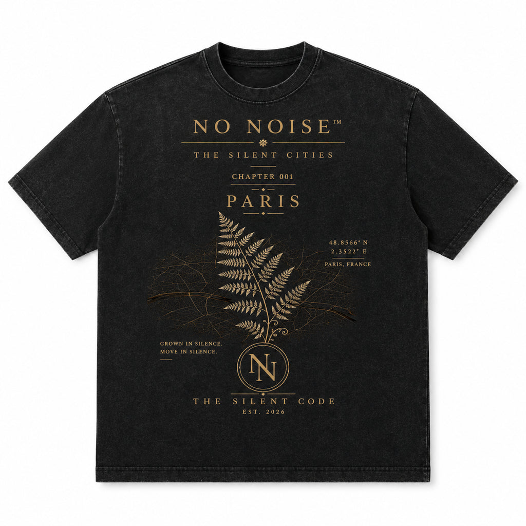 NO NOISE™ HEAVYWEIGHT VINTAGE WASH FRAYED TEE — BLACK