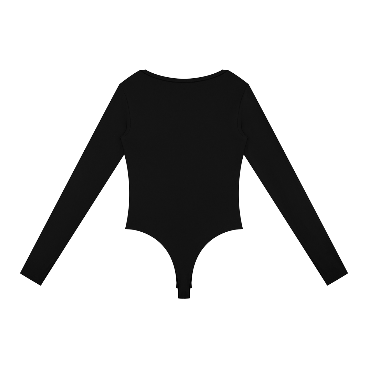 NO NOISE™ Foundation Bodysuit — Obsidian in obsidian black — ribbed stretch cotton-blend, fitted fit — back view
