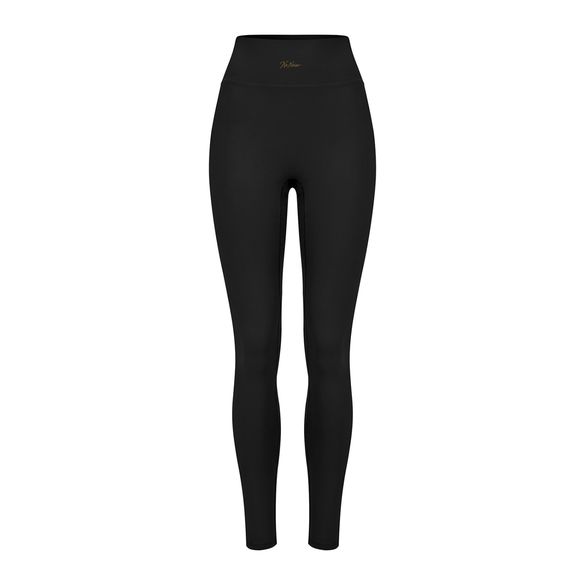 NO NOISE Poise High-Rise Leggings — Onyx, black, front shaped product view.