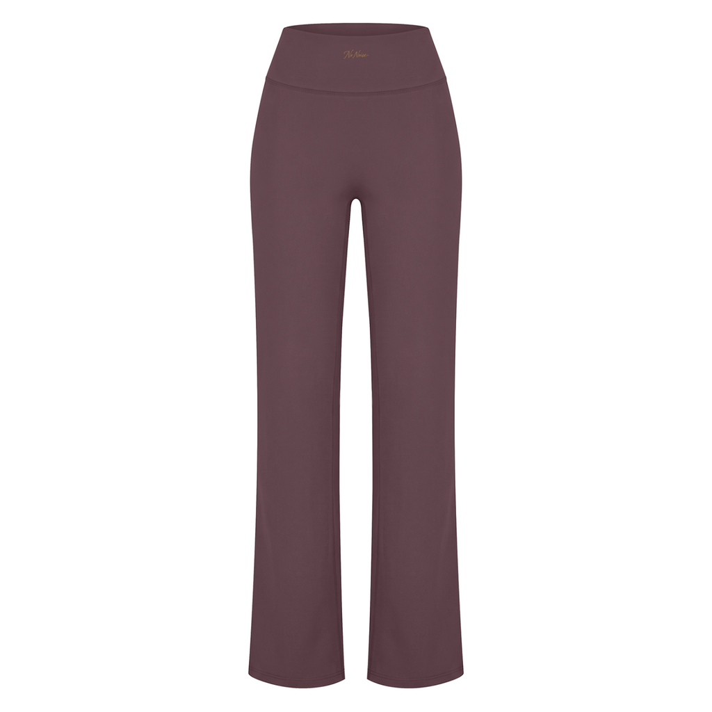NO NOISE Studio High Rise Flare Pant™ — Plum, front flat view.