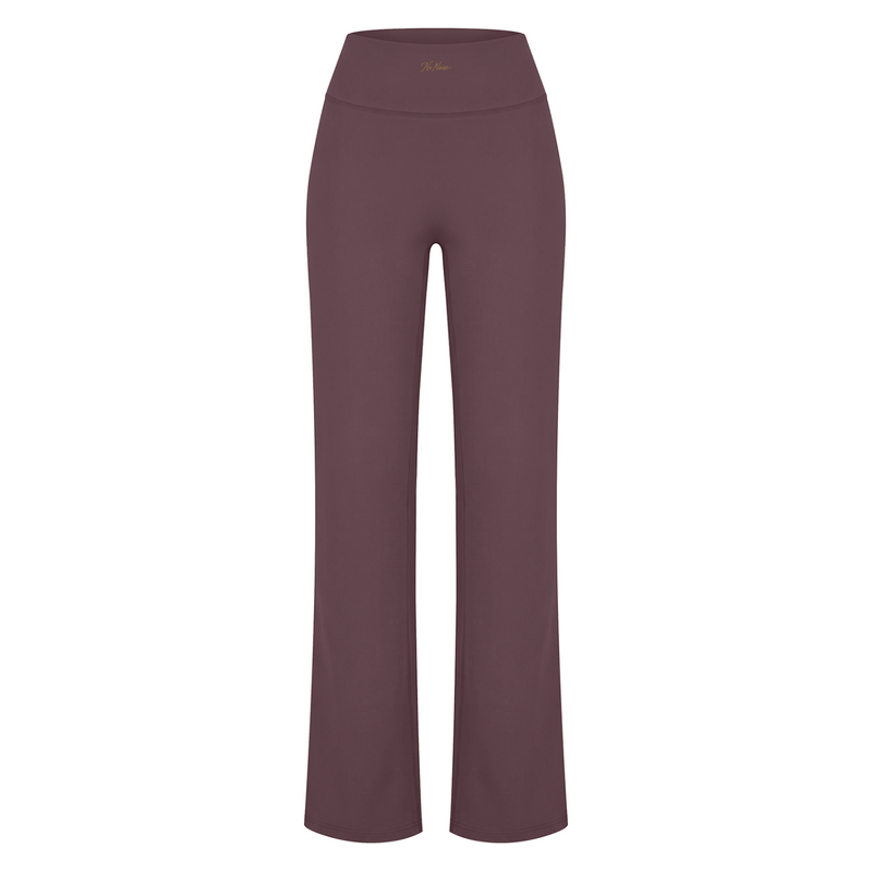NO NOISE Studio High Rise Flare Pant™ — Plum, front flat view.
