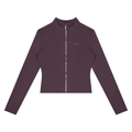 NO NOISE™ Plum purple paneled zip jacket, front