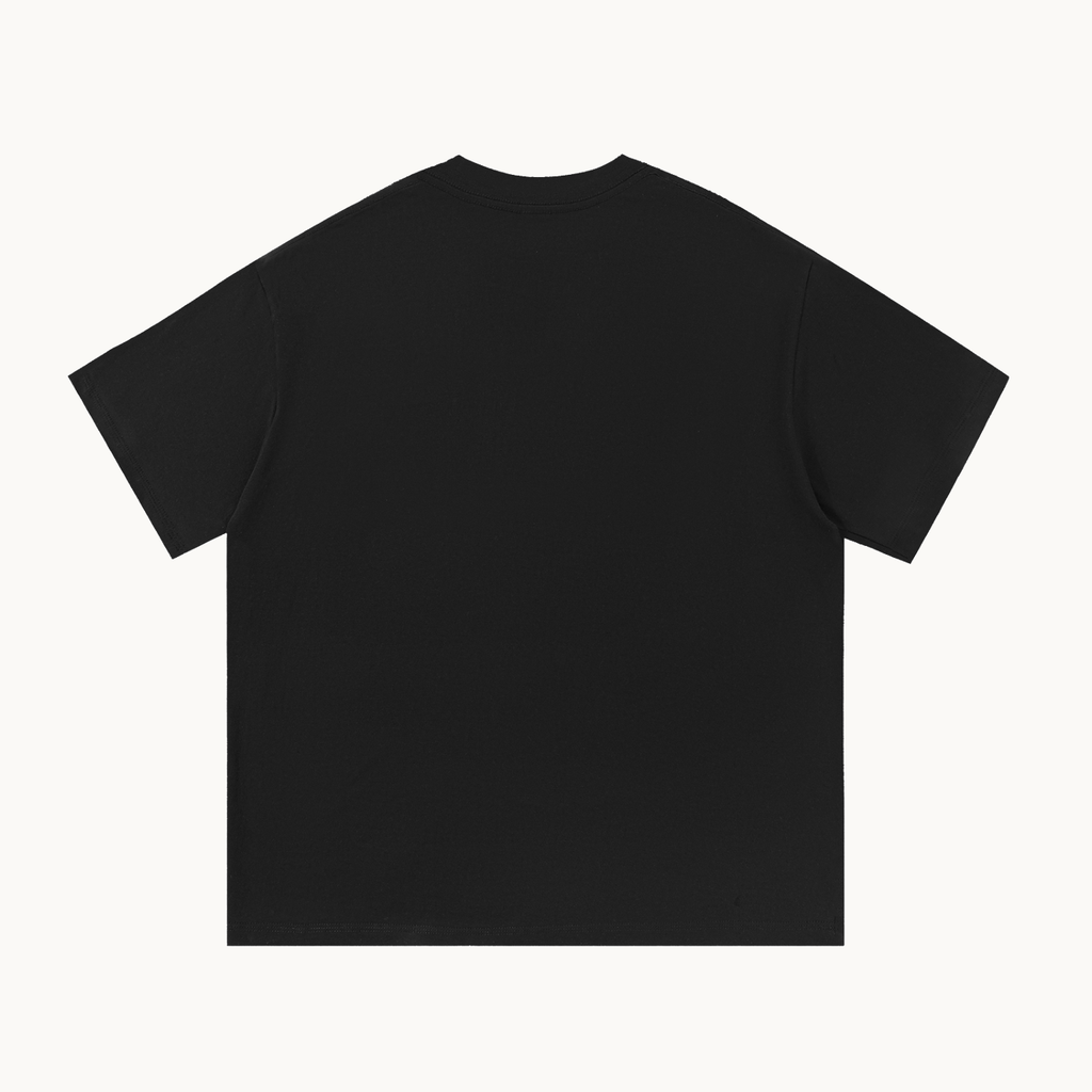 Essential Signature Tee in black, plain back view
