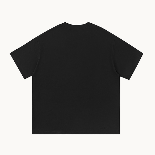 Essential Signature Tee in black, plain back view