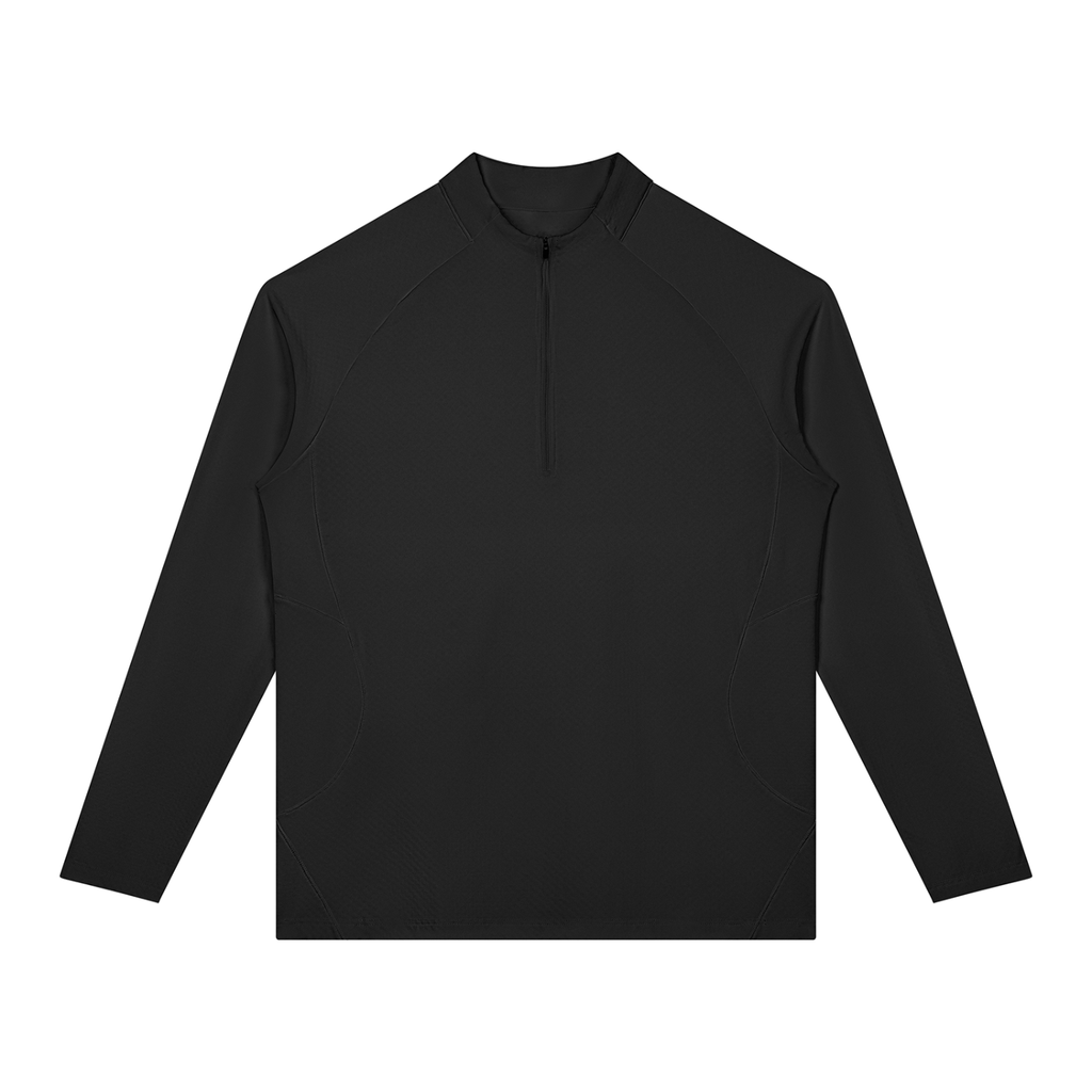 NO NOISE™ Black raglan quarter-zip, front