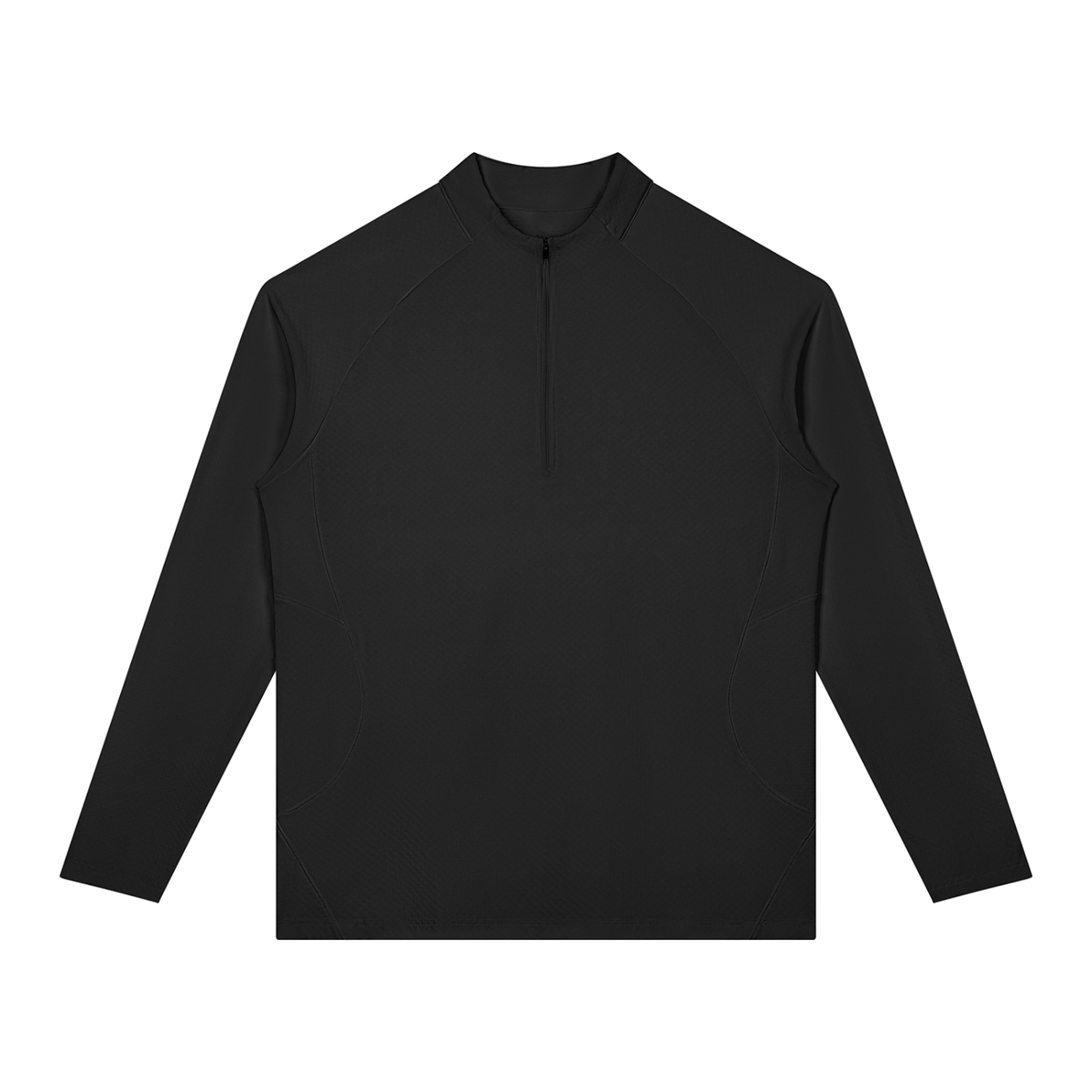 NO NOISE™ Black raglan quarter-zip, front
