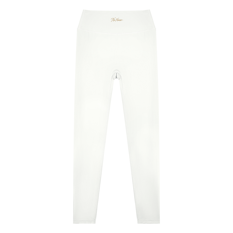 NO NOISE Poise High-Rise Leggings — Chalk, white, front flat view.