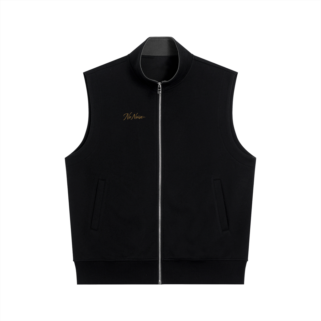NO NOISE™ Essential Vest in charcoal — midweight cotton-blend, relaxed fit — front view
