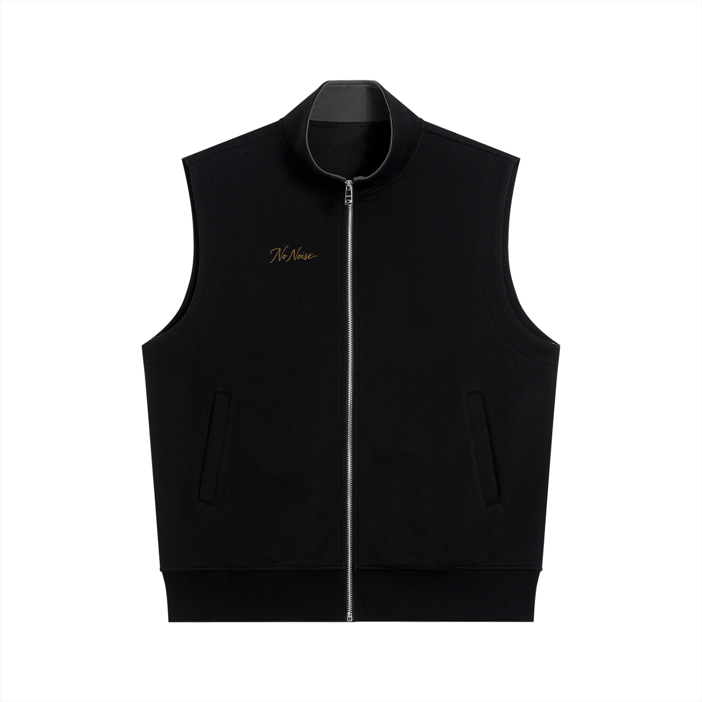 NO NOISE™ Essential Vest in charcoal — midweight cotton-blend, relaxed fit — front view