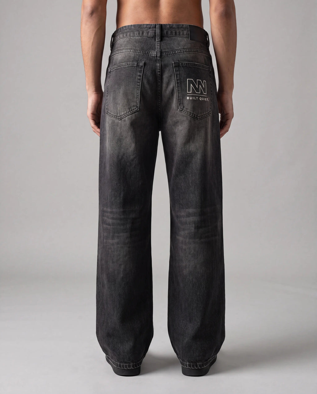 NO NOISE™ Built Quiet Jean — Black Wash, back view