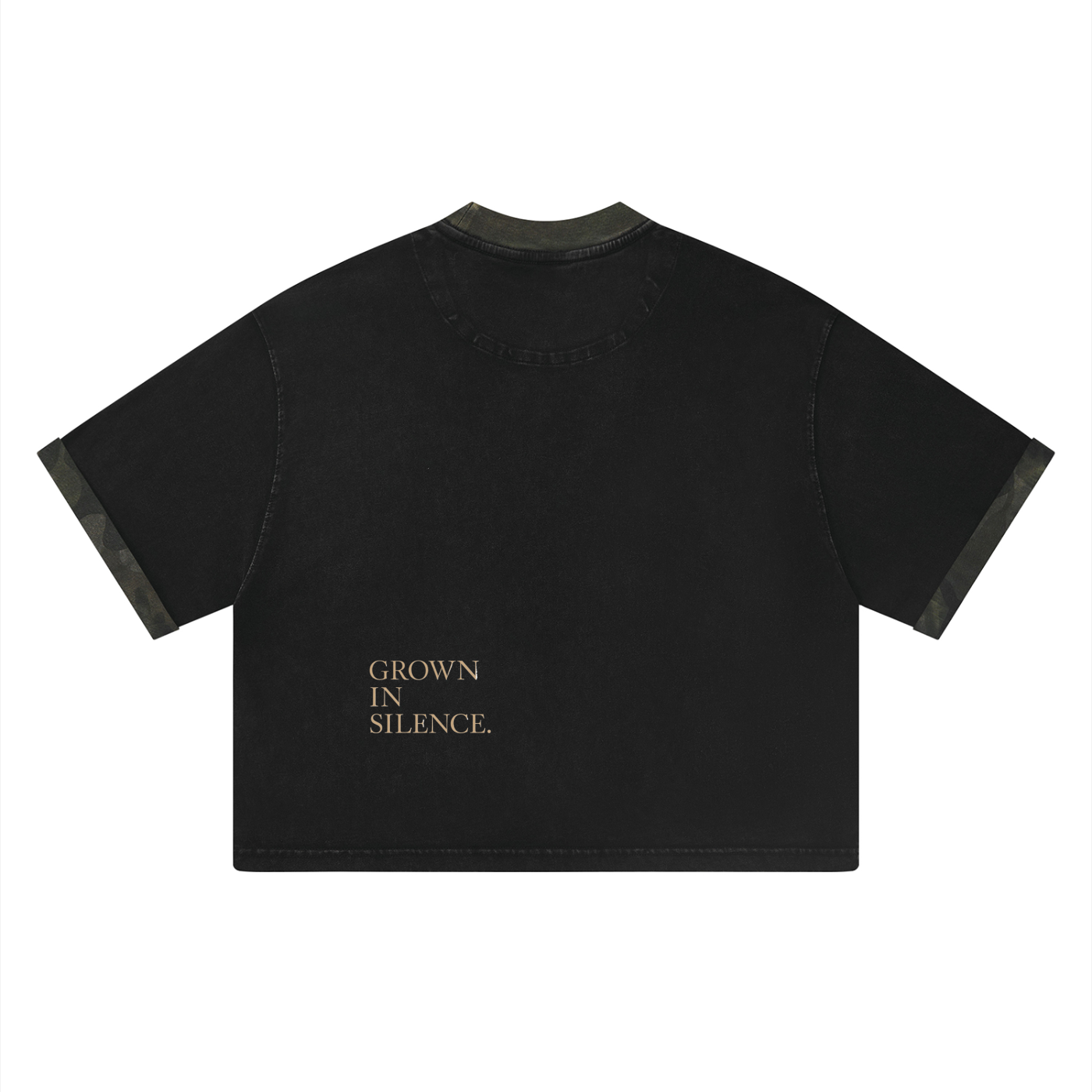 NO NOISE™ Mineral Wash Boxy Panel Tee — Gray Camo