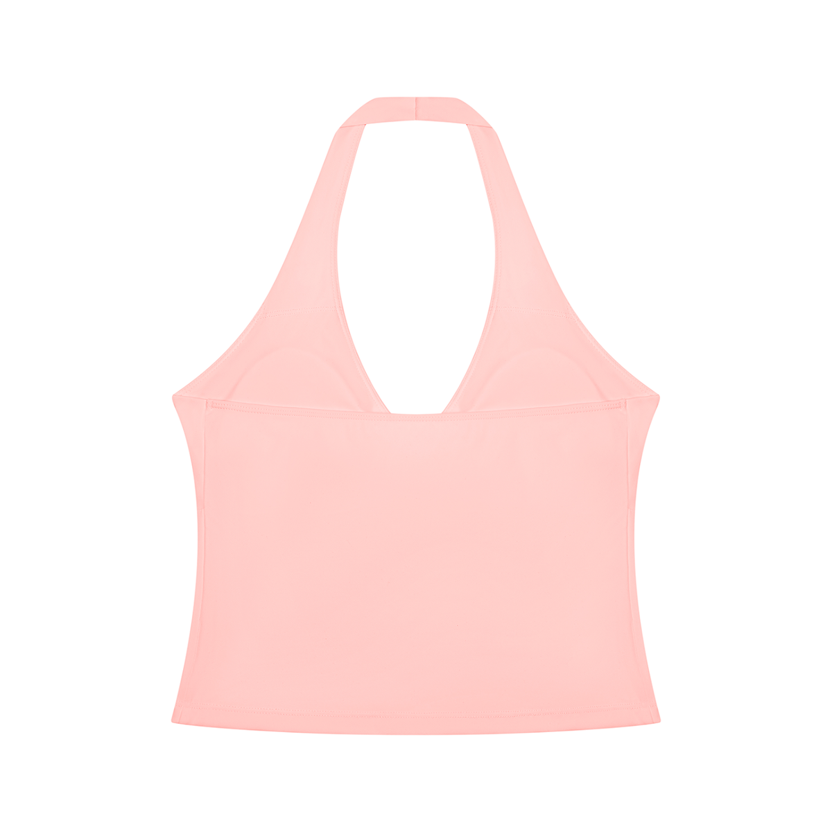 NO NOISE Muse Ruched Halter Top — Petal, pink, back view showing halter strap and straight back.