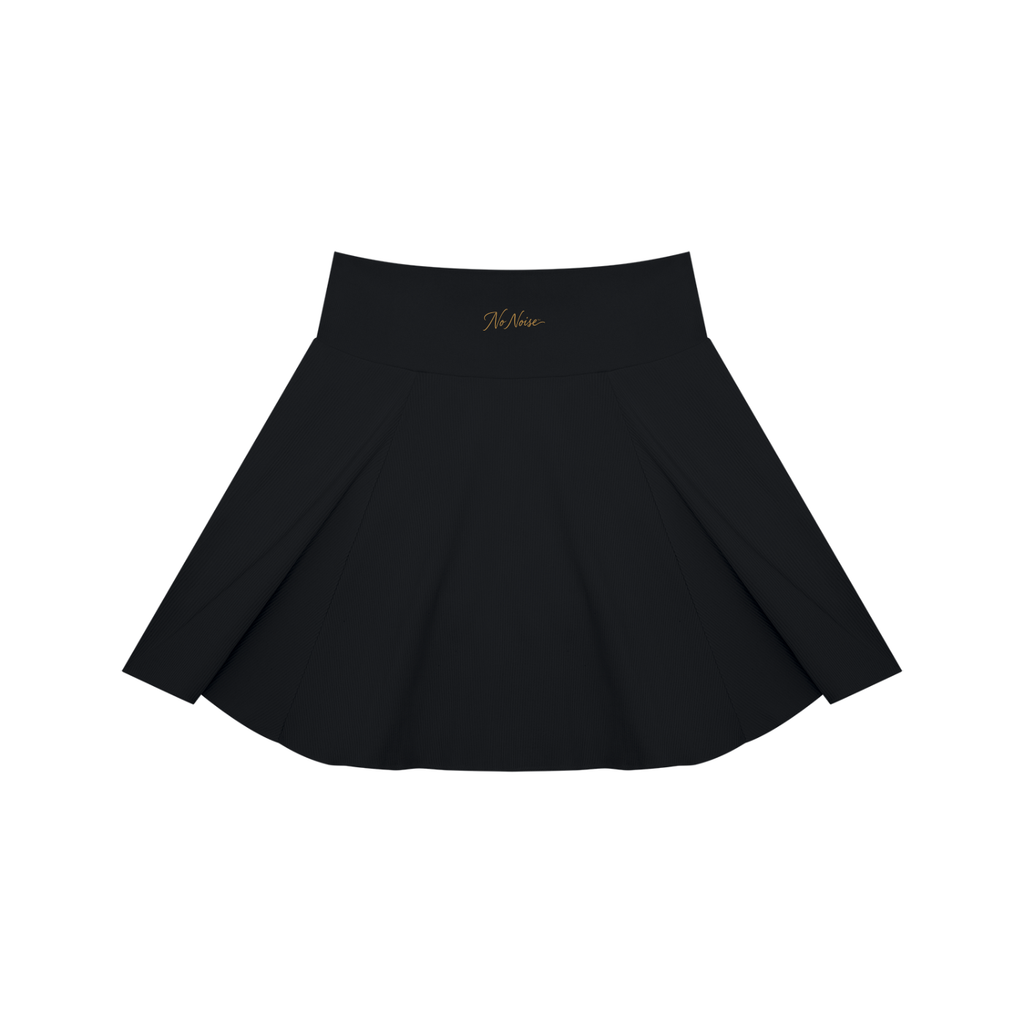 NO NOISE™ Court Skirt — Black in black — stretch woven, a-line fit — front view