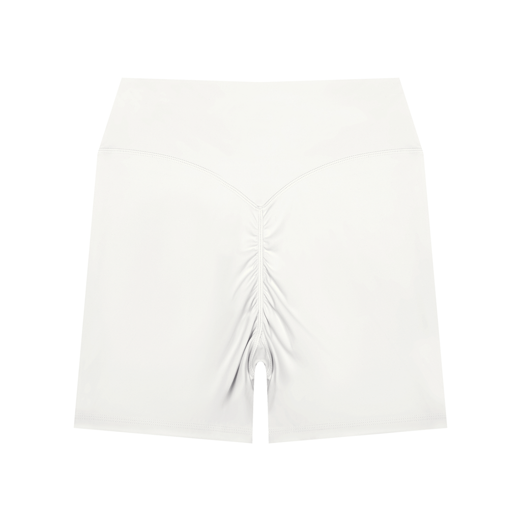 NO NOISE™ White high-waist biker shorts, back