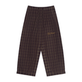 Wide-leg plaid pants in Red Plaid, front view, showing the elastic waist and straight hems.