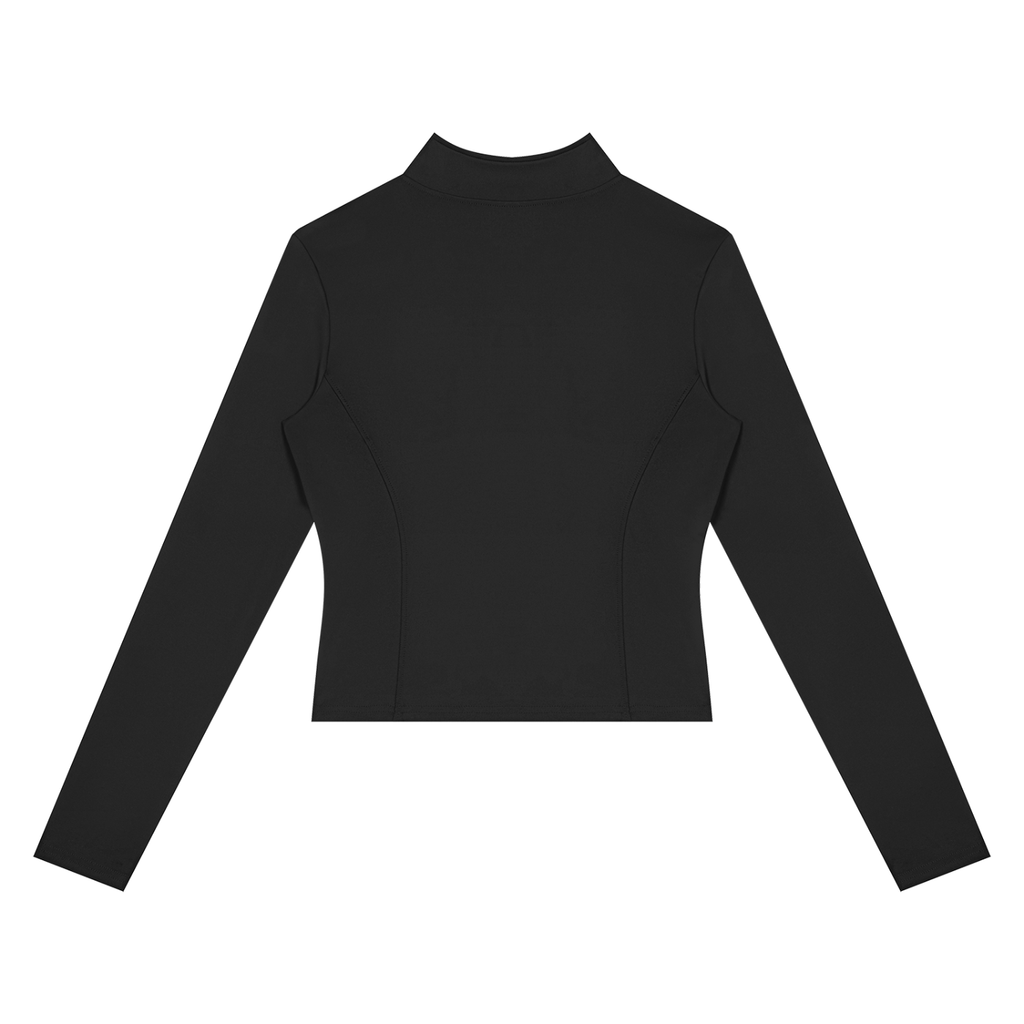 NO NOISE™ Black paneled zip jacket, back