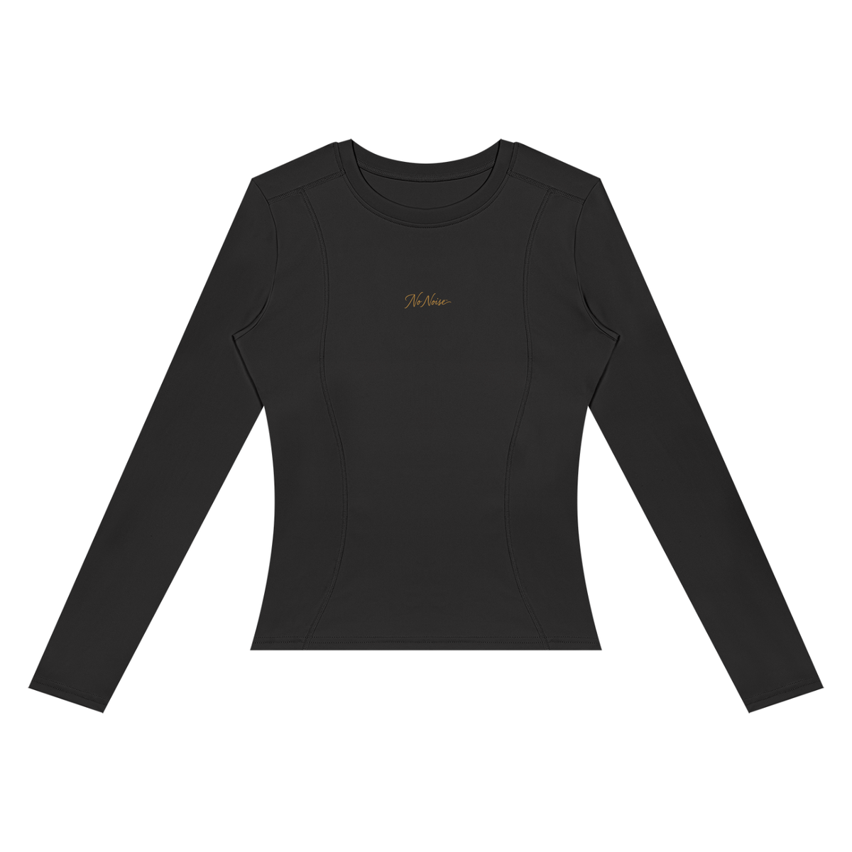 NO NOISE™ Black long-sleeve training top, front